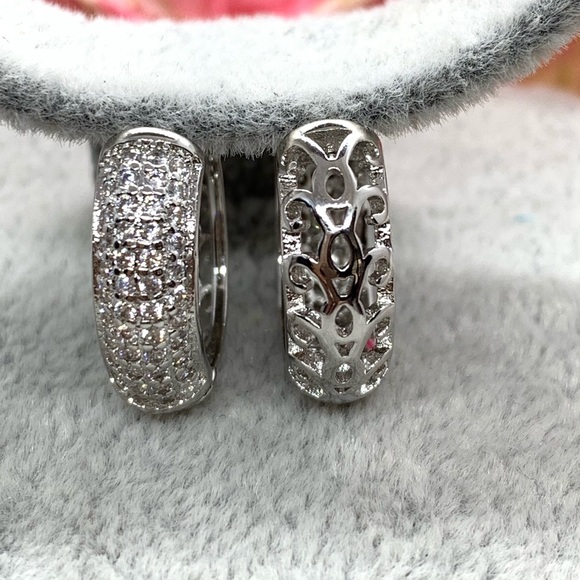 Jewelry - Sterling Silver 925 CZ Hoop Earrings